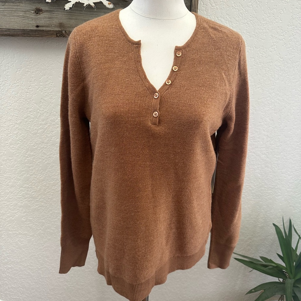 Wicked Wool Women's Button-Up Camel Brown Sweater Ladies Large NWT